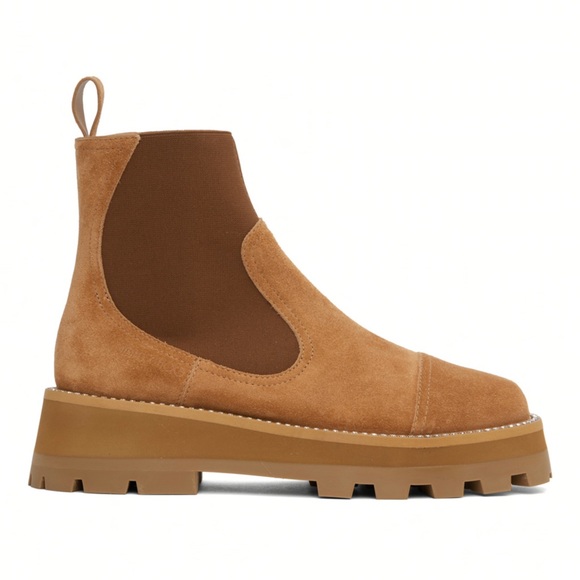 JIMMY CHOO Tan Clayton Chelsea Boots Suede Ankle-high Caramel Size 39.5 EU - Picture 6 of 16